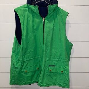 Lauren Ralph Lauren REVERSIBLE Navy Blue & Green Hooded Vest Womens Size 2X